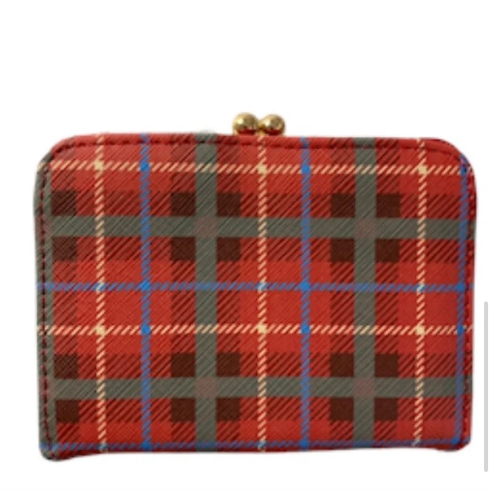 NEW Hello Kitty Textured Multi-Pocket Kisslock Wallet White Plaid Bow Cat Y2K